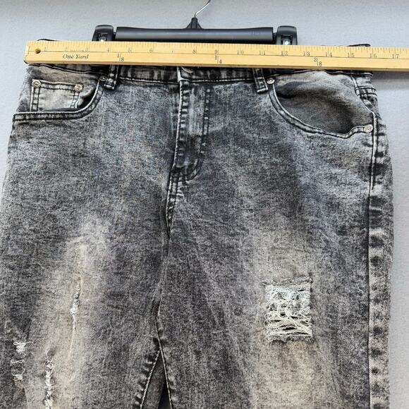 CR24 Jeans Women's 34 (18) Black Chrome Edge Acid Wash Distressed Tapered Leg - Picture 10 of 14